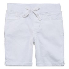 AriZona Solid White Denim Bermuda Shorts with Knit Waistband Girl Size 5 NEW
