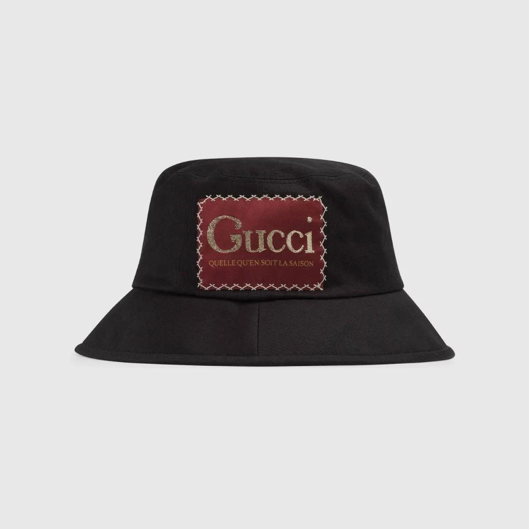 GUCCI bucket hat black logo M size 58 cm men's Used Japan