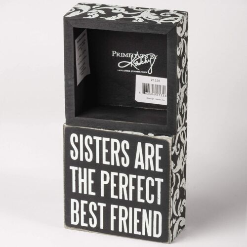 Primitives by Kathy Box Sign, 4 x 4-Inches, Sisters Are The Perfect Best Friend - Picture 2 of 3