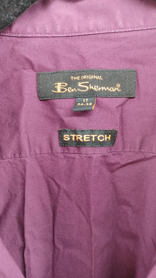 BEN SHERMAN Hombre Púrpura Manga Larga Con Botones XL 17/34-35 Trabajo Informal Foto 4 de 4