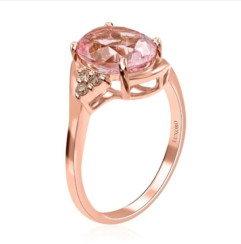 Rosa Morganit Verlobungsring, 14K rosa vergoldet ovale Form Ehering - Bild 3 von 4
