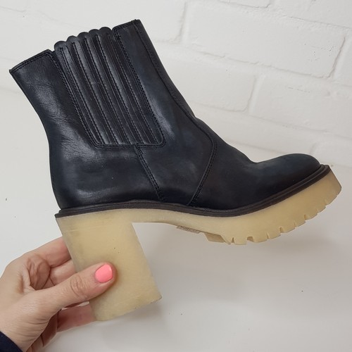 Botas de Tacón Chelsea Free People James Talla UK 3 Cuero Negro Gruesas Boho - Imagen 6 de 11