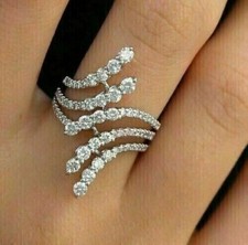 3 Ct Round Cut Simulated Diamond Engagement Wedding Ring 14k White Gold Plated