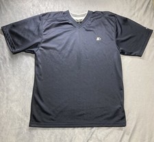 Starter Brand Mens Shirt Large Black White Short Sleeve Activewear Pull Over