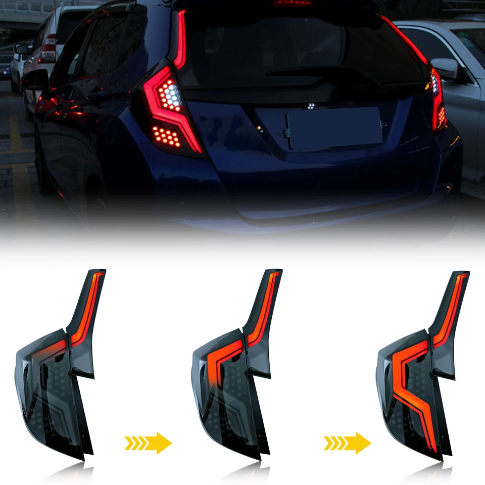 Lente de humo para Honda Fit Jazz 2014-2019 animación lámpara de freno trasera luz trasera LED Foto 3 de 4