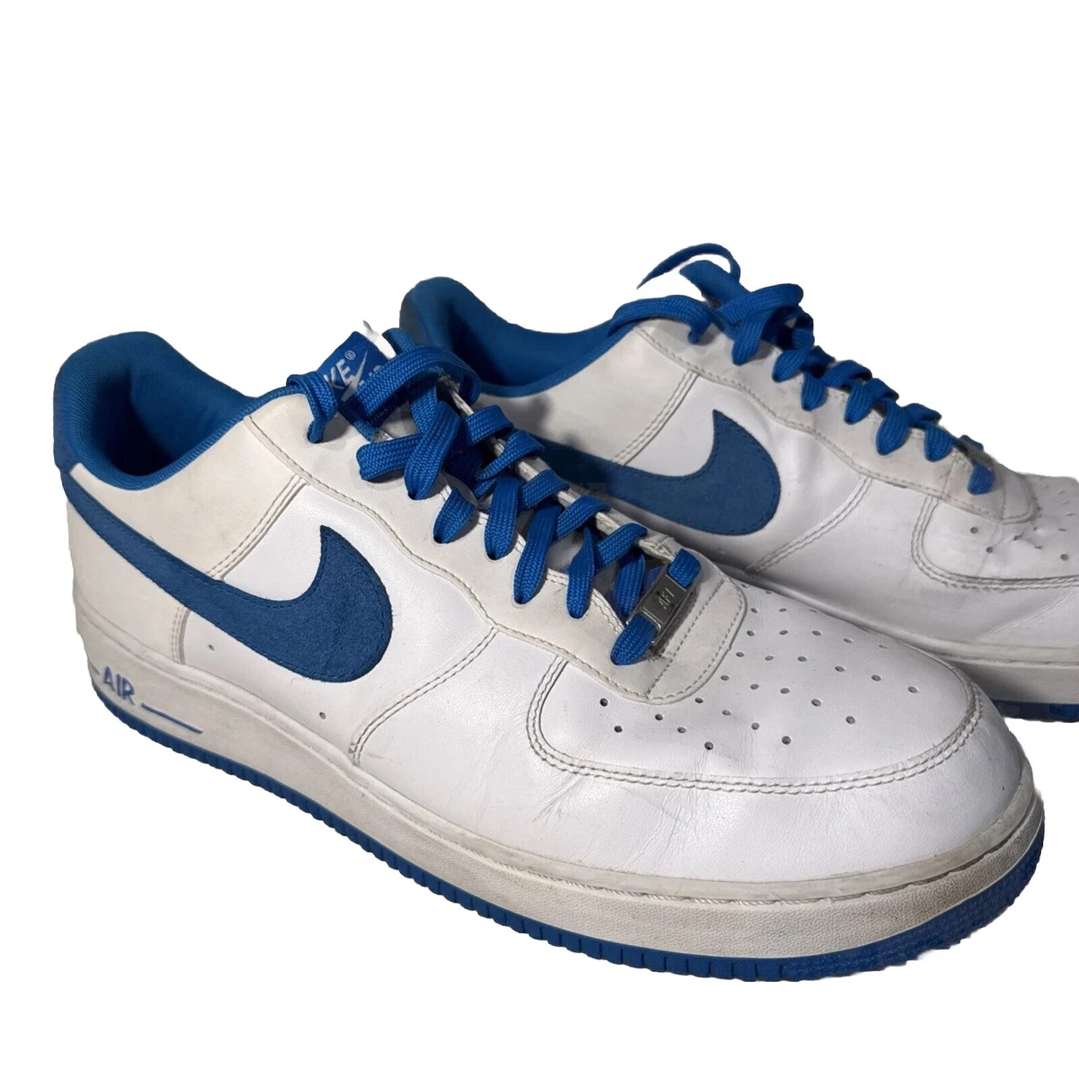 Nike Air Force 1 Low White Blue Suede Swoosh Men’s 13 Sneakers 488298-148 Nike Air Force 1 Low White - 488298-148 for Sale  main image 2