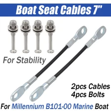 For Millennium B101-00 Marine Boat Seat Cables 7" 2Pk w/ 4 x Bolts For Stability