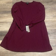AGB Dress Womens Large Berry Style 0324F33 Swing Puff Sleeve Pullover NEW