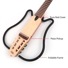 electric classical guitar silent nylon string headless built in effect travel