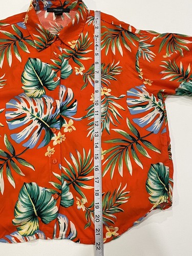 Forever 21 Womens Hawaiian Tropical Leaf Floral Print Blouse Top | Size Small - Picture 8 of 10