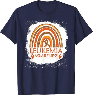 Leukemia Awareness Bleached Rainbow Orange Ribbon Unisex T-Shirt