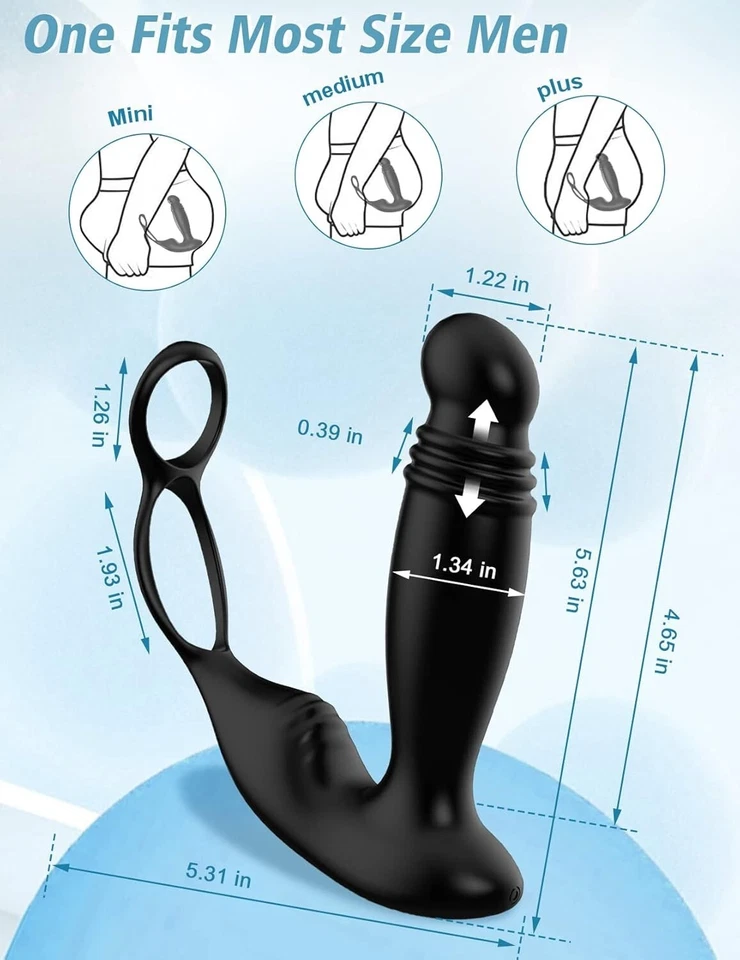 Potente masajeador de próstata aleteo remoto doble motor macho impermeable vibrador F Foto 4 de 4