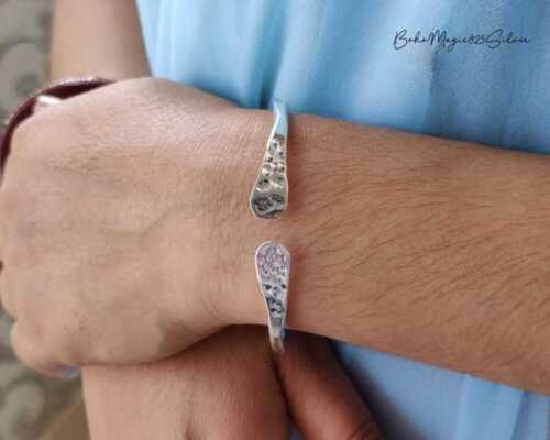 Hand Crafted - Hammered Bangle - 925 Sterling Silver Bangle - Hammered Cuff Bang