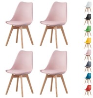 4pcs Dining Chairs Soft Padded Seat With Beech Wooden Legs Modern Kitchen Dining
