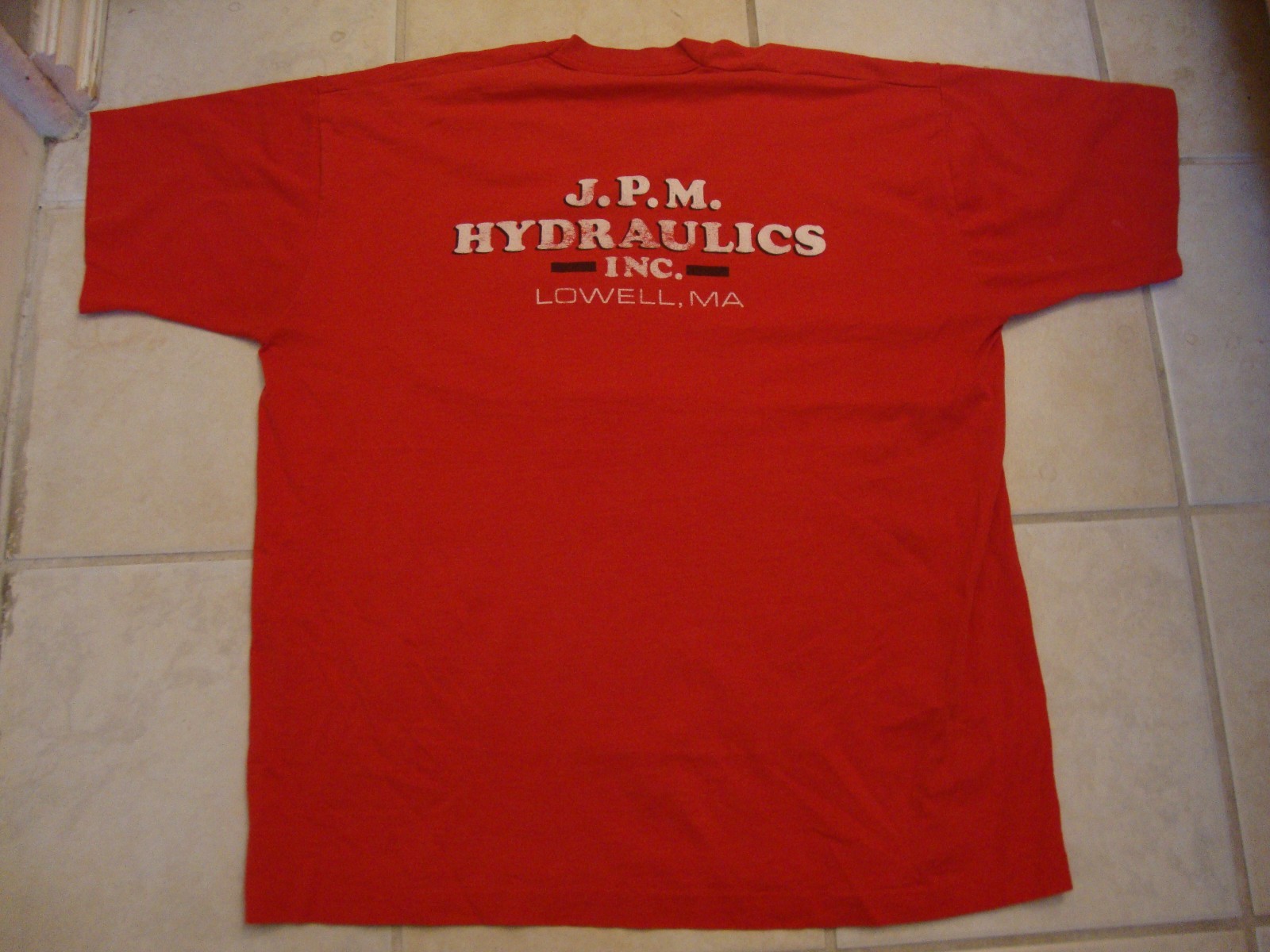 Vintage J.P.M Hydraulics Inc. Lowell, MA Company Red T Shirt Size XL eBay