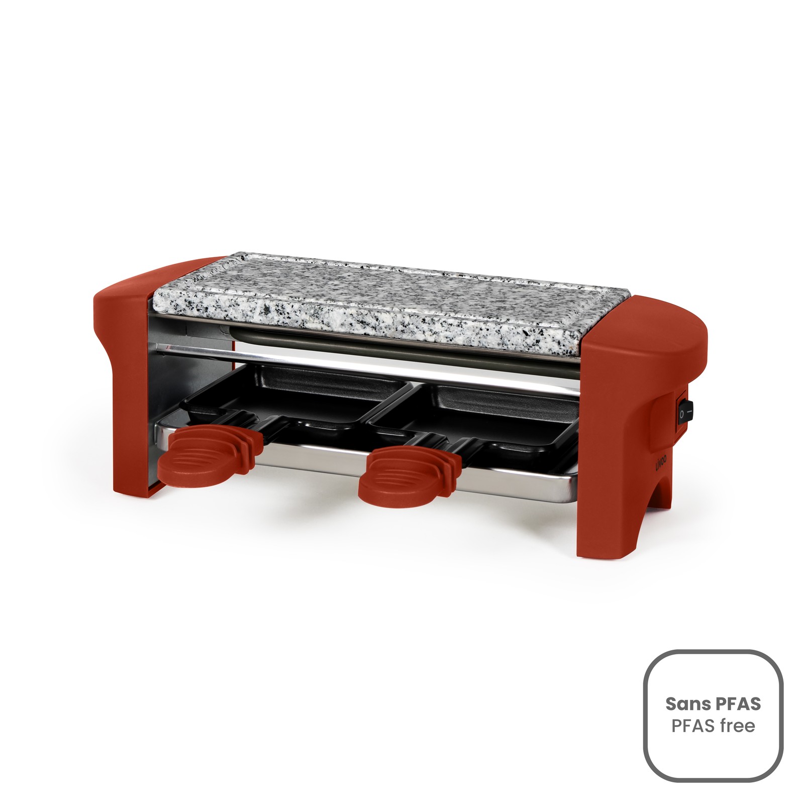 Raclette 2 personnes Livoo DOC156RO mini appareil à raclette rouge 350w