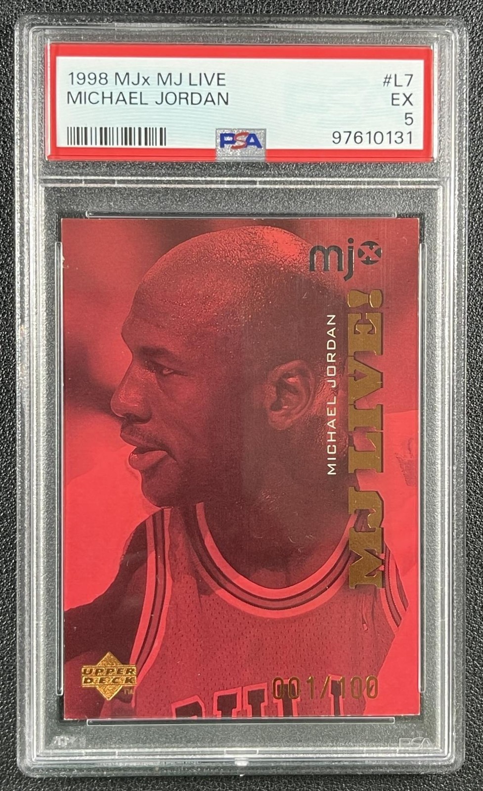 MICHAEL JORDAN PSA 5 1998-99 UPPER DECK MJX #L7 LIVE 001/100 BULLS