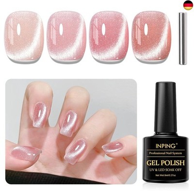 UV Nagellack CatEye Magnet, 4 Farben Nude Rosa Glitzer Cat Eye UV Gel?Kristalle