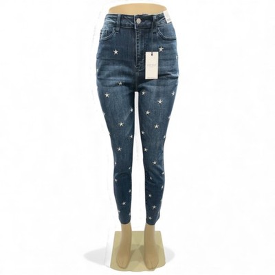 Boutique Jeans- Judy Blue High Rise Star Embroidery Skinny Light/Dark Wash NWT