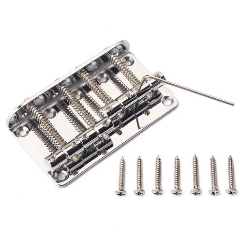 1 Set Bridge for Fender Precision Jazz Bass Guitar Parts Chrome 201B-4 Badass J - Picture 6 of 12