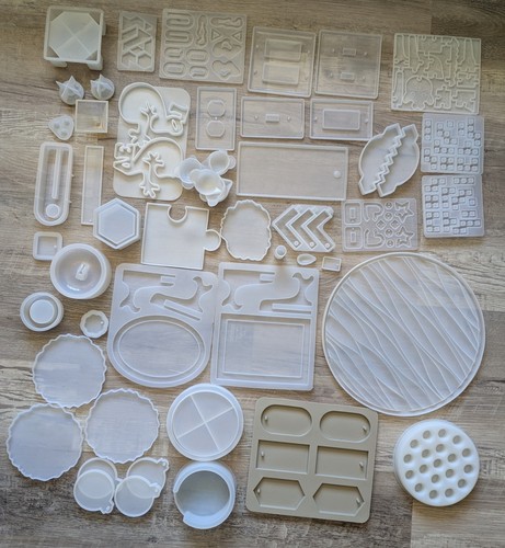 Lot of 50+ Silicone Resin Molds Mixed Designs Trays, Bowls, Light Switch, etc.