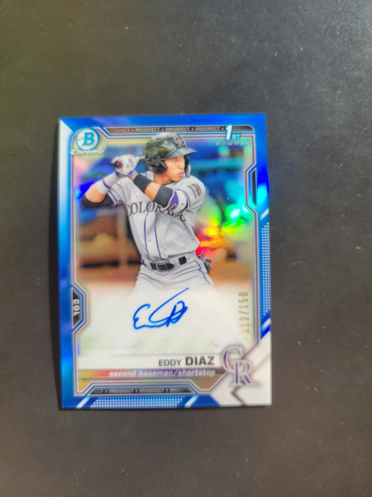 2021 Bowman Chrome 1st Blue Refractor Auto /150 Eddy Diaz #CPA-ED