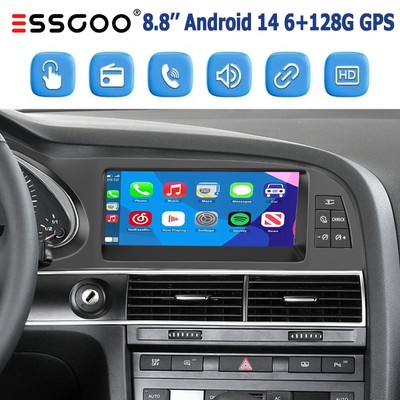 Android14 8.8'' 6+128G Autoradio CarPlay GPS Navi Für AUDI A6 C6 MMI 2G 2005-2009