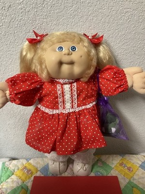 RARE VTG Cabbage Patch Kid Girl Cornsilk Double Ponytails Blue Eyes HM#8 1986