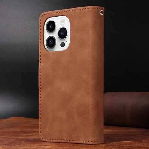 New Flip Leather Business Wallet Card Slot Purse Case Cover For Samsung iPhone - Picture 3 of 17