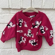 Vintage Spumoni Cat Mouse Puffy 3D Sweatshirt Girls 2T USA Deadstock NWT 90s NOS