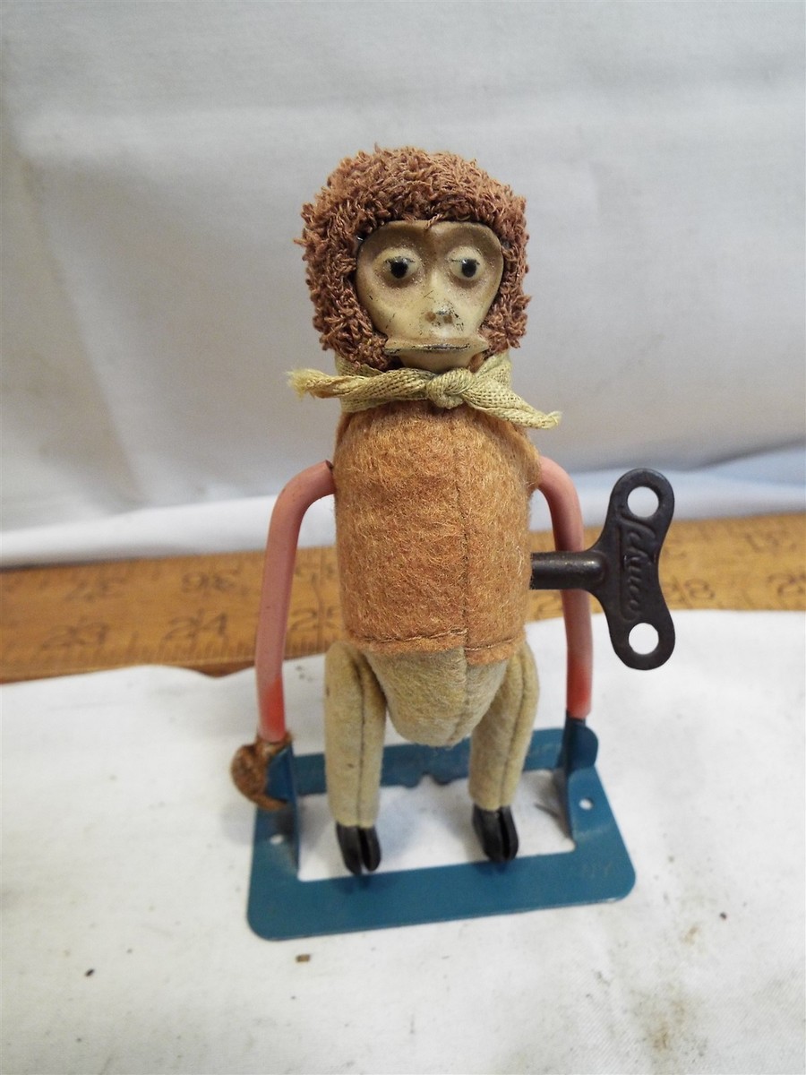 Vintage Schuco Wind-Up Clockwork Swinging Flipping Tin Toy Monkey