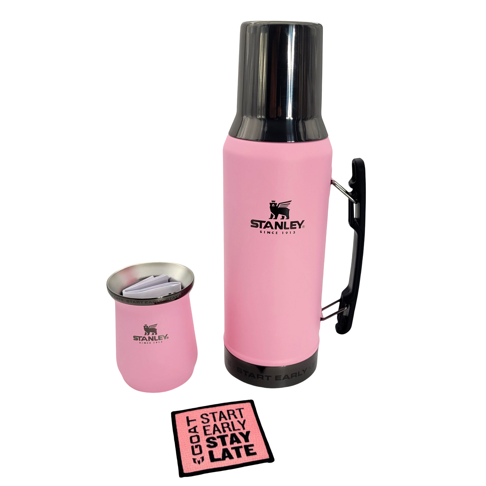 COMBO MESSI Pink Termo 1.2L Mate System Stanley Original, Mate Mug, PROMO Patch