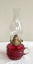Victorian cranberry finger oil lamp