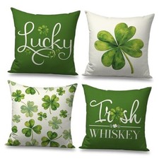 St Patricks Day Pillow Covers 18x18 Inch Set 18" x 18" Pack of 4 Irish lucky