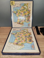 Ancien Puzzle Géographie Artistique en bois La France par Départements Larrousse