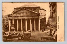 Italy- Rome The Panteon Ancient Roman Temple Old PC View Vintage c1928 Postcard