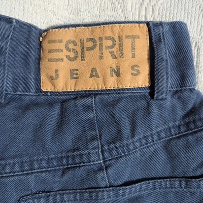 Esprit Vintage '80s Blue Twill High Waist Shorts Back Waist Label Cotton Sz 5