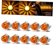 3/4" Amber LED Watermelon Side Marker Lights Dual Function Strobe  Amber Light