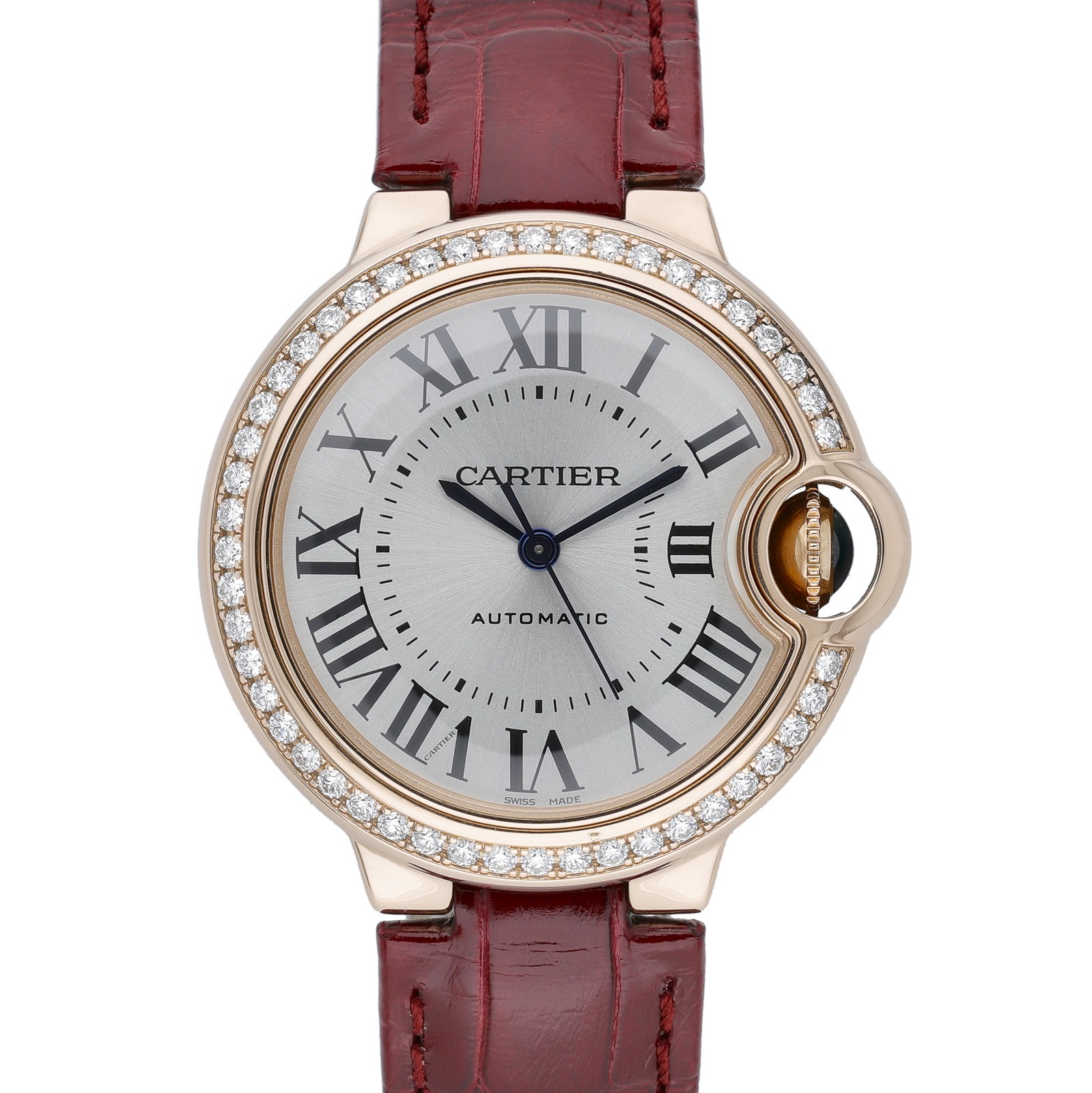 Cartier Ballon Bleu WJBB0033 with 33mm 18ct Rose Gold case and Silver dial. E...