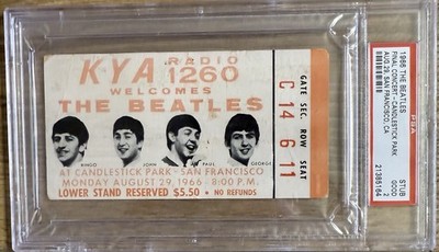 THE BEATLES LAST CONCERT FINAL PERFORMANCE TICKET STUB AUGUST 29