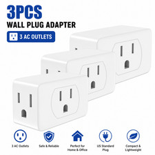  3 PCs 3 Outlet Extender Indoor Grounded AC Power Wall Tap Travel Adapter Plug