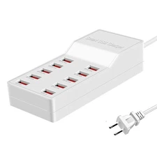 10-Port USB Charger Station 50W 10A Multi-Device Hub with Smart IC Tech