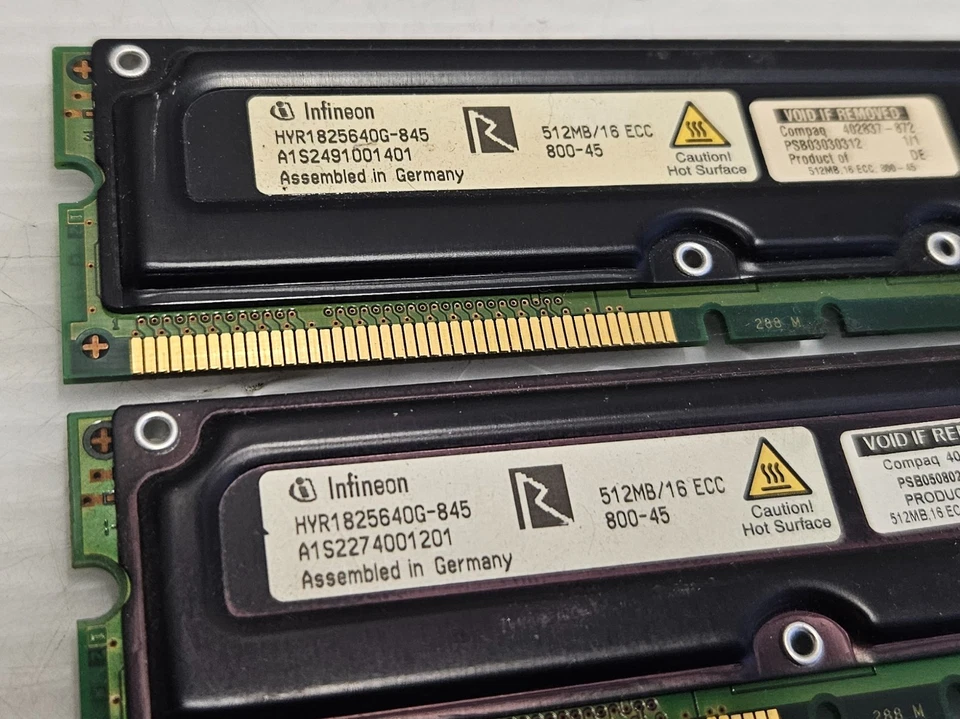 2GB (4x512MB) Rambus RIMM 800-45, 800MHz, ECC, Infineon and Elpida - Working - Image 2 of 3