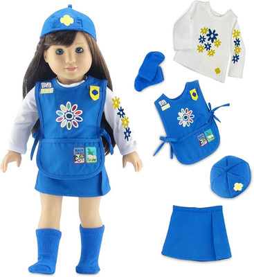 18 Inch Doll Clothes - 5PC Daisy Girl Scout Uniform Including Embroidered Patche