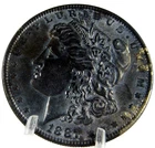 1887 MORGAN SILVER DOLLAR GEM BU $1 BEAUTIFUL BLUISH PURPLE HUES TONED #507-3