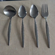 Oneida Community VENETIA Stainless 4 Serving Pieces Gravy Ladle Meat Fork Spoon