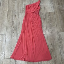 David’s Bridal Guava one-shoulder mesh dress with lace inset Size 10