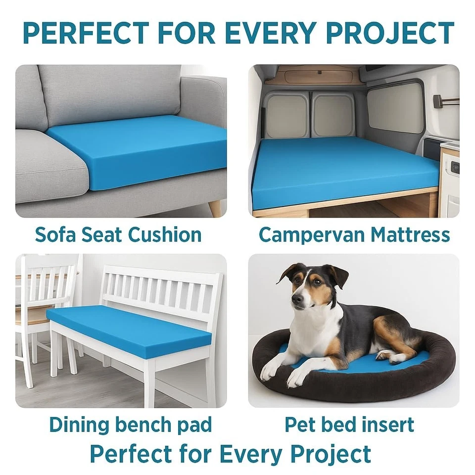 HIGH-DENSITY UPHOLSTERY FOAM SHEET- CUT TO ANY SIZE- FOR CUSHIONS, SOFAS, & BEDS - Image 3 of 4