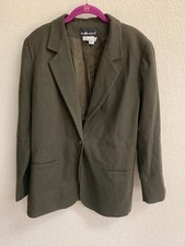 Sag Harbor Olive Wool Lined Jacket Size 14