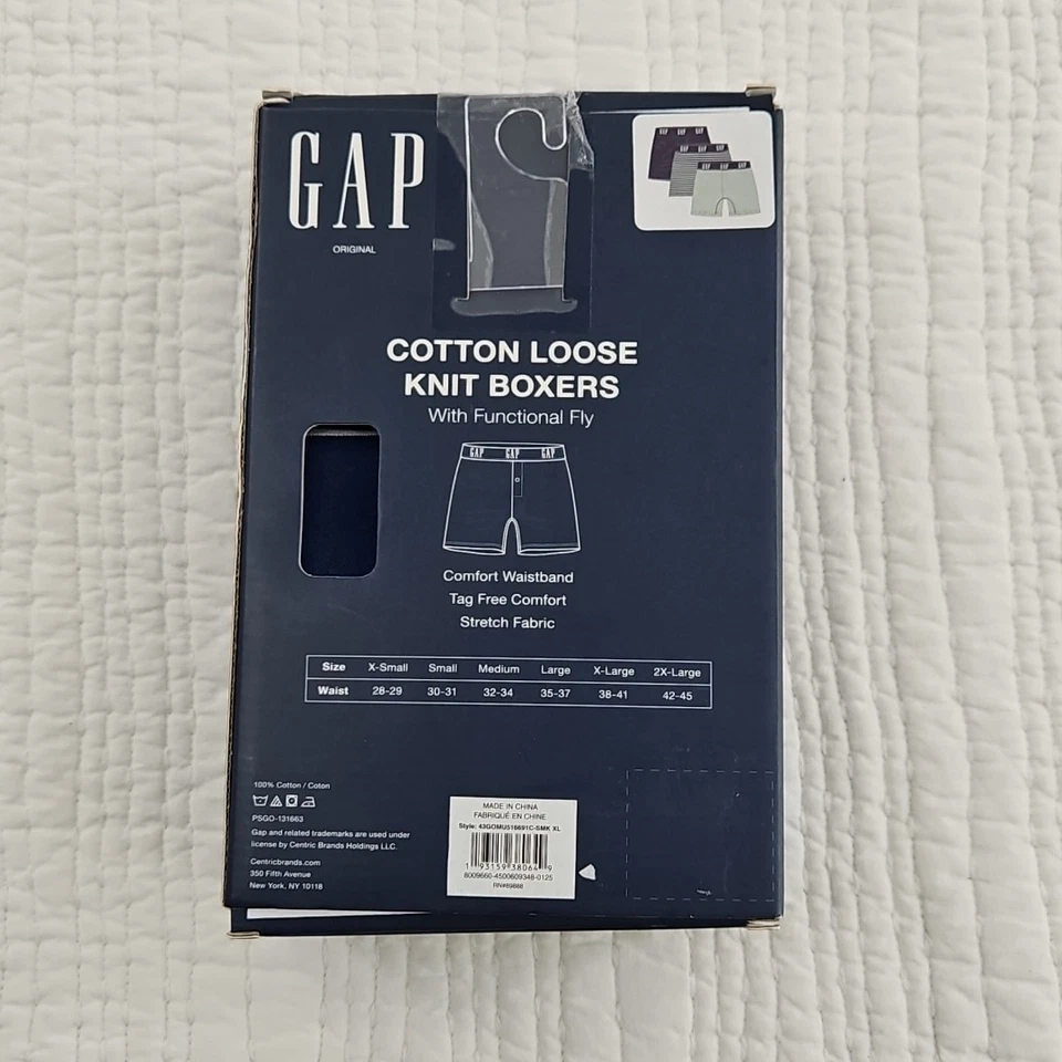 Paquete de 3 boxers de punto sueltos de algodón Gap con mosca para hombre X-grandes nuevos en caja multicolor sin etiqueta Foto 2 de 4